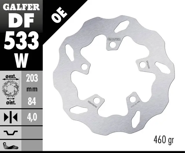 Galfer Bremseskive, W, Fast, 203x4mm 