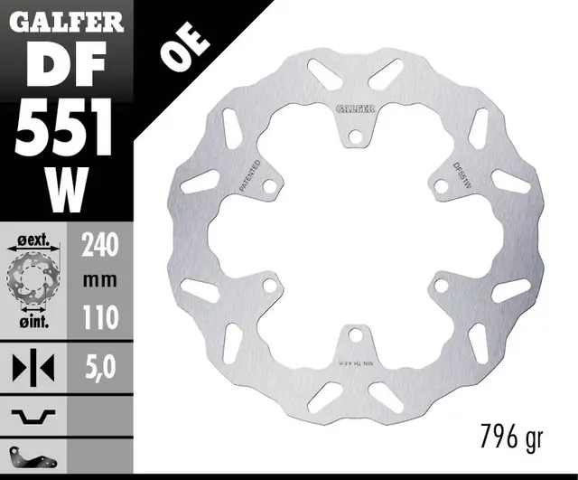 Galfer Bremseskive, W, Fast, 240x5mm 