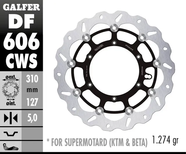 Galfer Bremseskive W, Flytende  310X5mm 