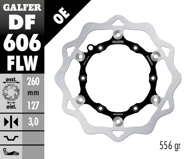 Galfer Bremseskive W, Flytende (C. Stål) 260x3,2mm 