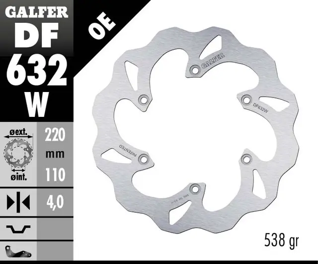Galfer Bremseskive, W, Fast, 220x4mm 