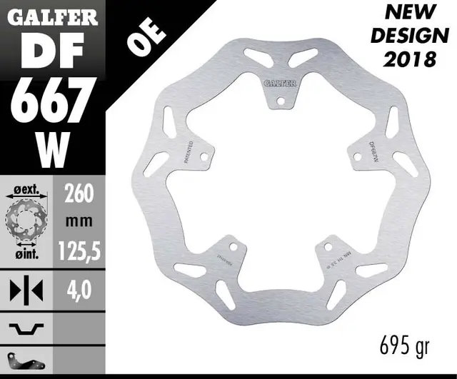 Galfer Bremseskive, W, Fast, 260x4mm 