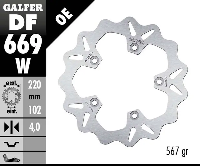 Galfer Bremseskive, W, Fast, 220x4mm 