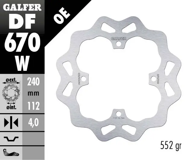 Galfer Bremseskive, W, Fast, 240x4mm 