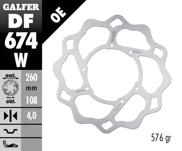 Galfer Bremseskive, W, Fast, 260x4mm 