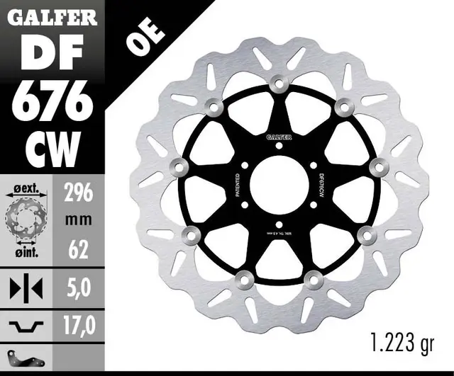 Galfer Bremseskive W, Flytende Kompl. (C. Alu.) 296x5mm 