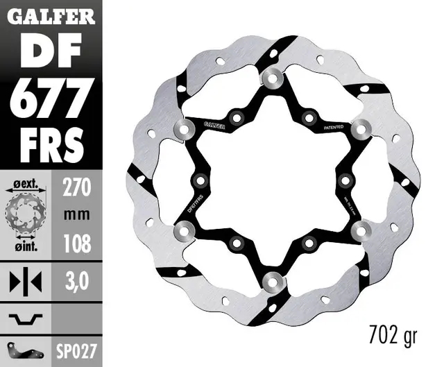 Galfer Bremseskive W, Flytende Oversize, Slisset (C. Stål) 270 