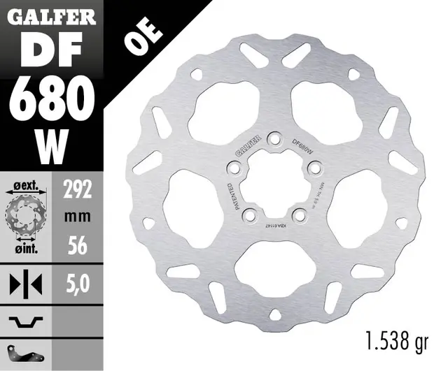 Galfer Bremseskive, W, Fast, 292x5mm 