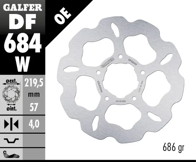 Galfer Bremseskive, W, Fast, 219,5x4mm 