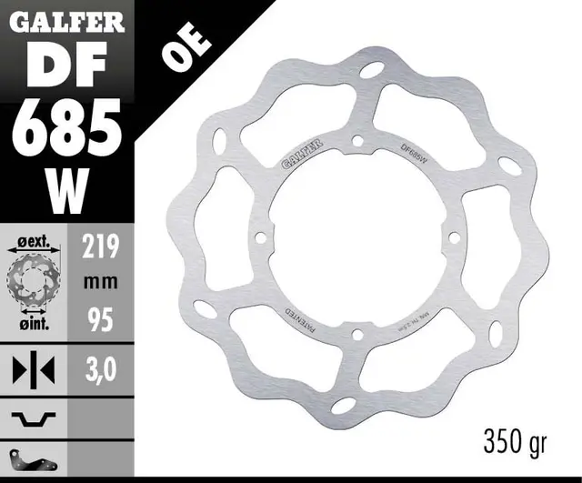 Galfer Bremseskive, W, Fast, 219x3mm 