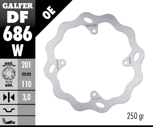 Galfer Bremseskive, W, Fast, 201x3mm 