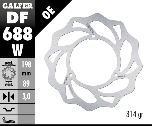 Galfer Bremseskive, W, Fast, 198x3mm 