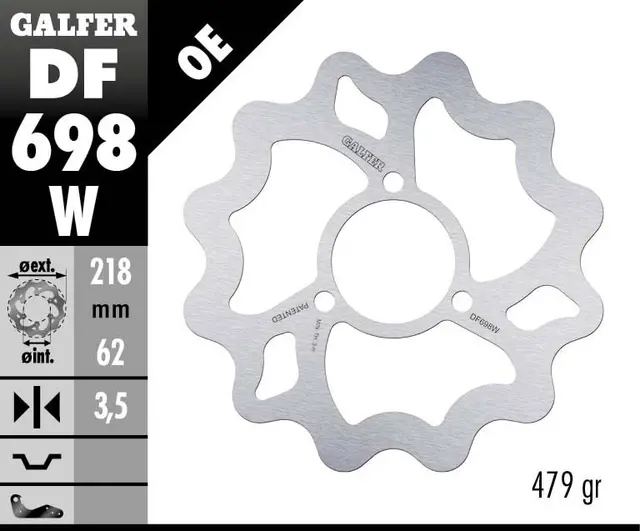 Galfer Bremseskive, W, Fast, 218x3,5mm 
