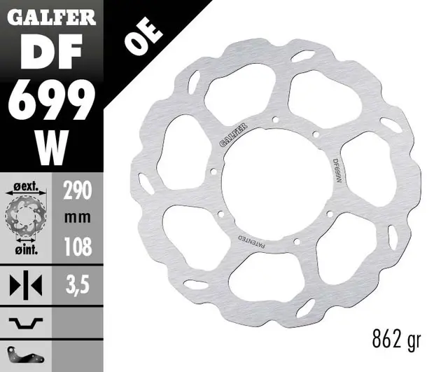 Galfer Bremseskive, W, Fast, 290x3,5mm 