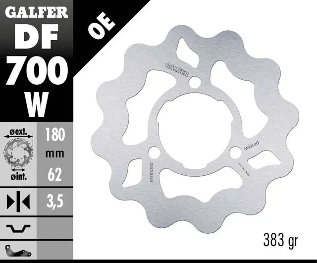 Galfer Bremseskive, W, Fast, 180x3,5mm 