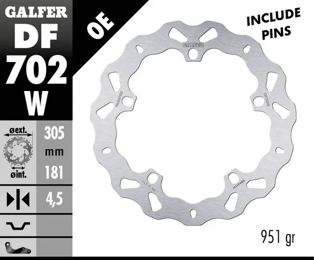 Galfer Bremseskive, W, Fast, 305x4.5mm 