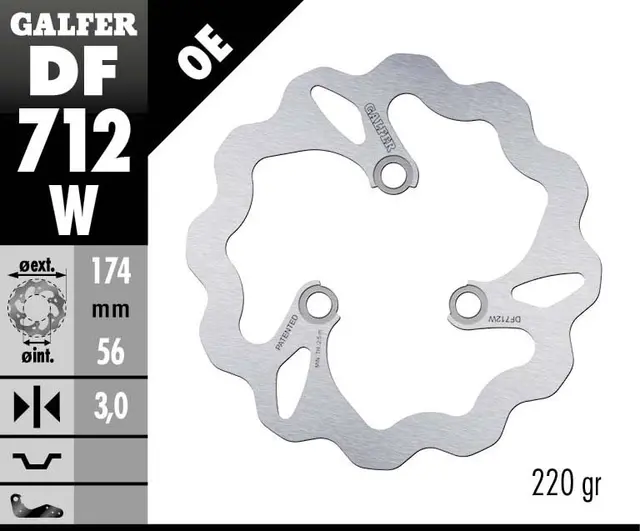 Galfer Bremseskive, W, Fast, 174x3mm 