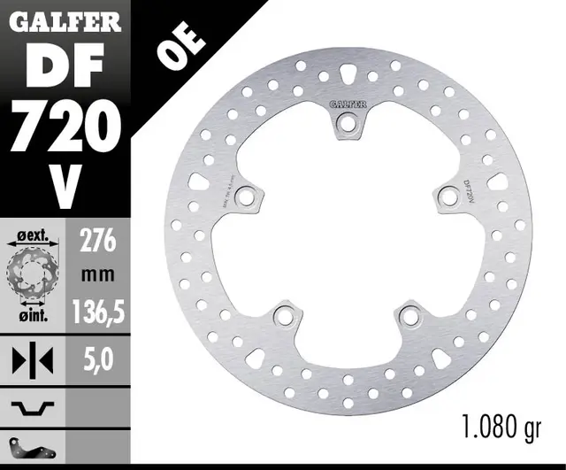 Galfer Bremseskive, Fast, Rund, 276x5mm 