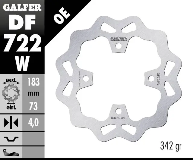Galfer Bremseskive, W, Fast, 183x4mm 