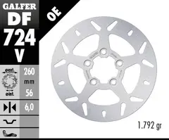 Galfer Bremseskive, Fast, Rund, 260x6mm