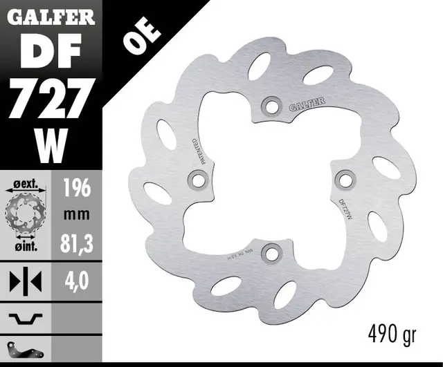 Galfer Bremseskive, W, Fast, 196x4mm 