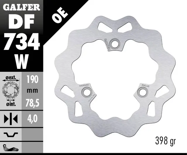 Galfer Bremseskive, W, Fast, 190x4mm 
