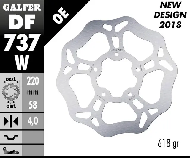 Galfer Bremseskive, W, Fast, 220x4mm 