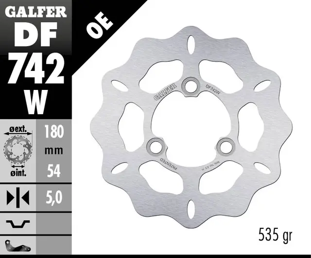 Galfer Bremseskive, W, Fast, 180x5mm 