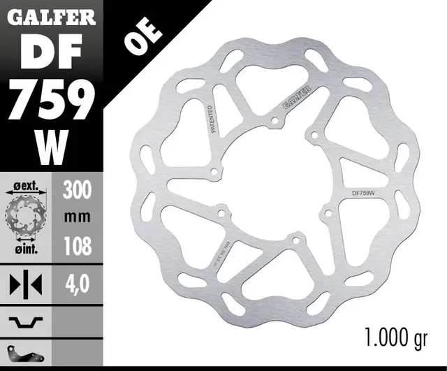 Galfer Bremseskive, W, Fast, 300x4mm 
