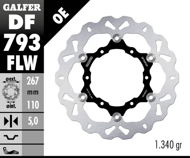 Galfer Bremseskive W, Flytende (C. Stål) 267x5mm 