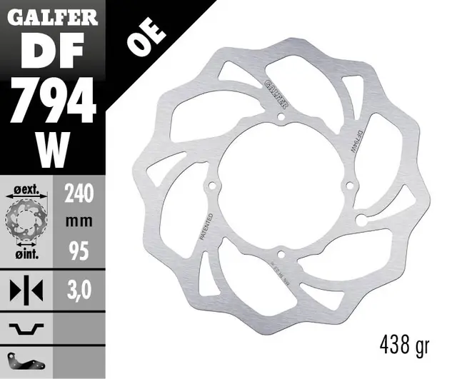 Galfer Bremseskive, W, Fast, 240x3mm 