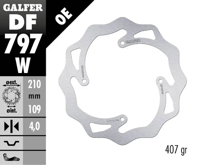Galfer Bremseskive, W, Fast, 210x4mm 