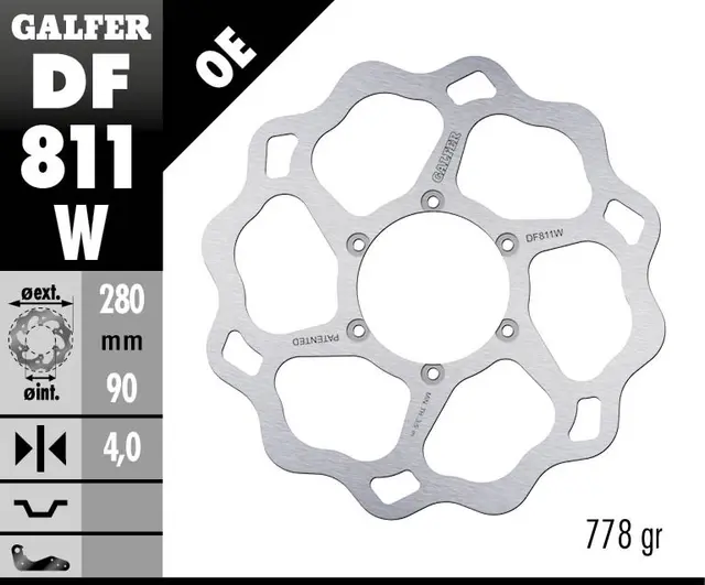 Galfer Bremseskive, W, Fast, 280x4mm 