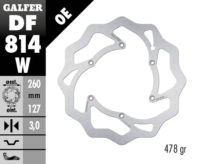 Galfer Bremseskive, W, Fast, 260x3mm 