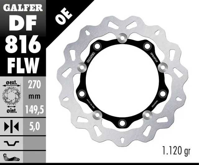 Galfer Bremseskive W, Flytende (C. Stål) 270x5mm 