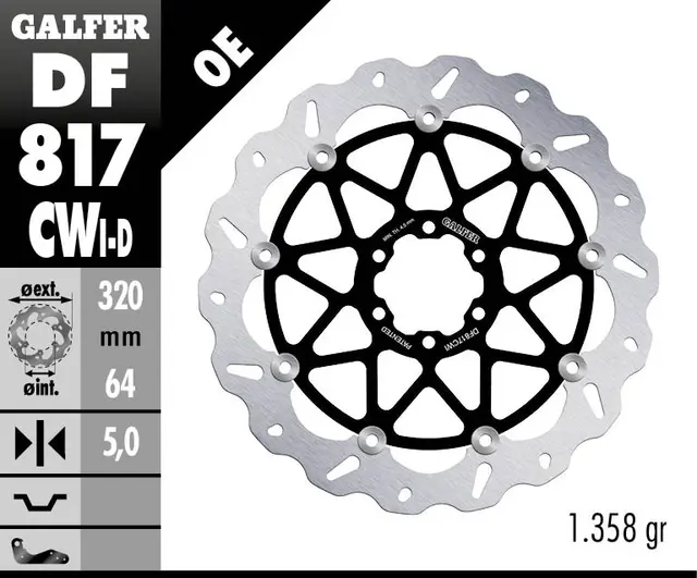 Galfer Bremseskive W, Flytende Kompl. Venstre (C. Alu.) 320x5mm 
