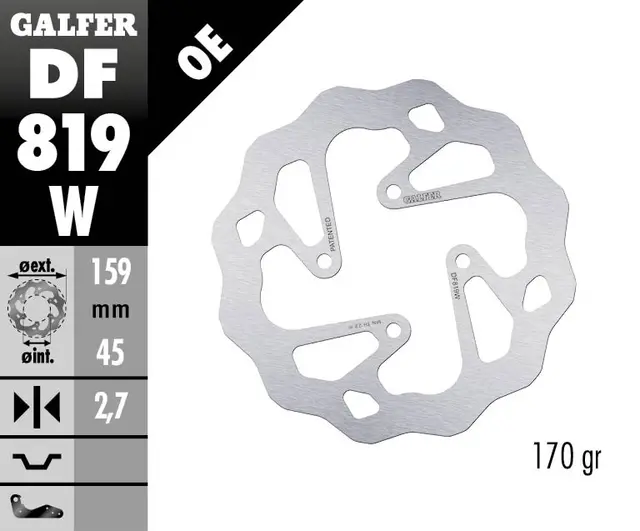 Galfer Bremseskive, W, Fast, 159,5x2,7mm 