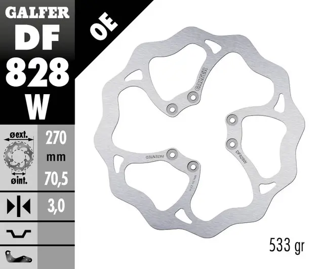 Galfer Bremseskive, W, Fast, 270x3mm 