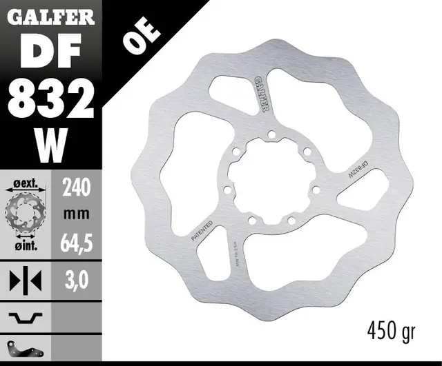 Galfer Bremseskive, W, Fast, 240x3mm 