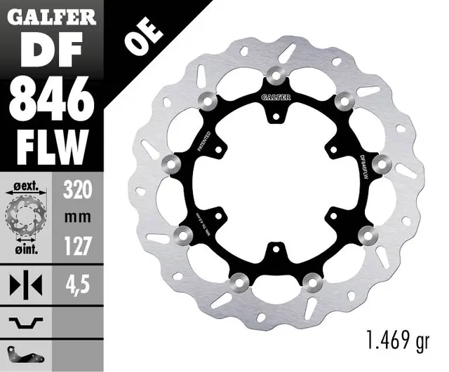 Galfer Bremseskive W, Flytende (C. Stål) 320x4.5mm 