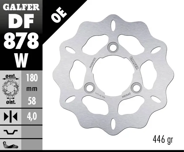 Galfer Bremseskive, W, Fast, 180x3,8mm 