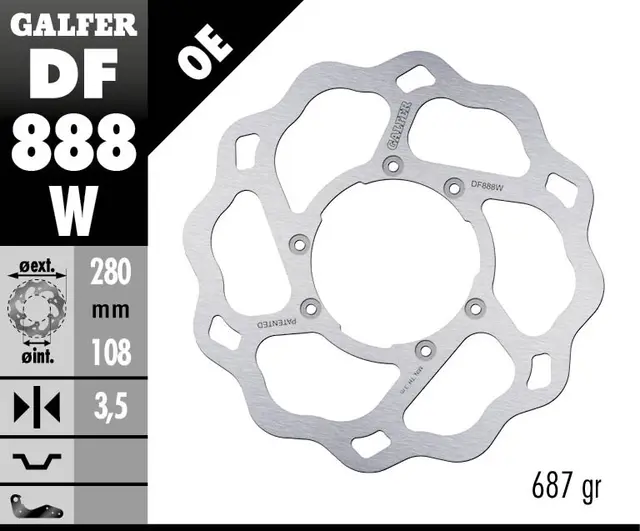 Galfer Bremseskive, W, Fast, 280x3,5mm 