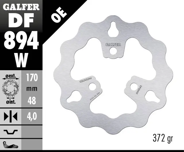 Galfer Bremseskive, W, Fast, 170x4mm 