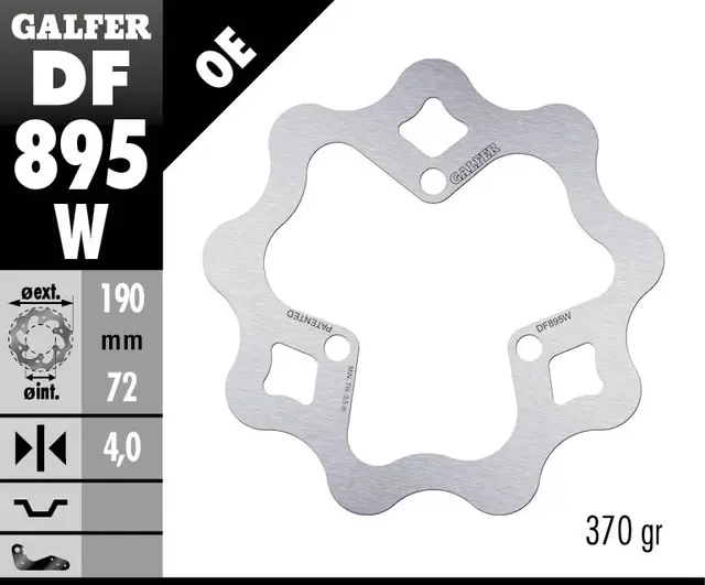 Galfer Bremseskive, W, Fast, 190x4mm 