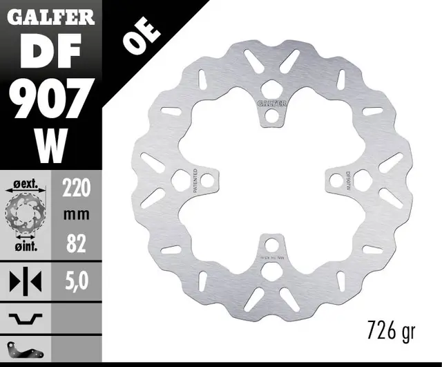 Galfer Bremseskive, W, Fast, 220x5mm 