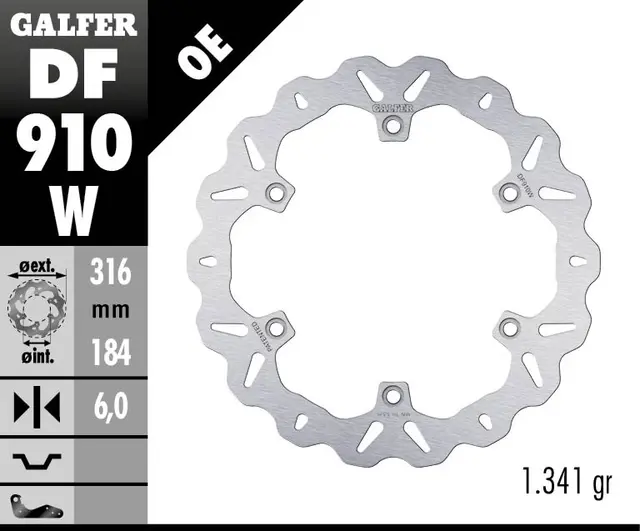 Galfer Bremseskive, W, Fast, 316x6mm 