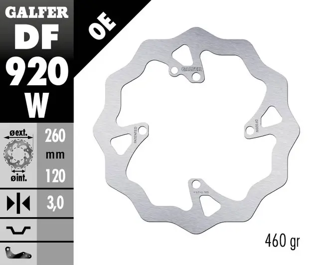 Galfer Bremseskive, W, Fast, 260x3mm 