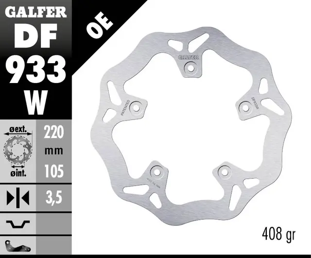 Galfer Bremseskive, W, Fast, 220x3.5mm 