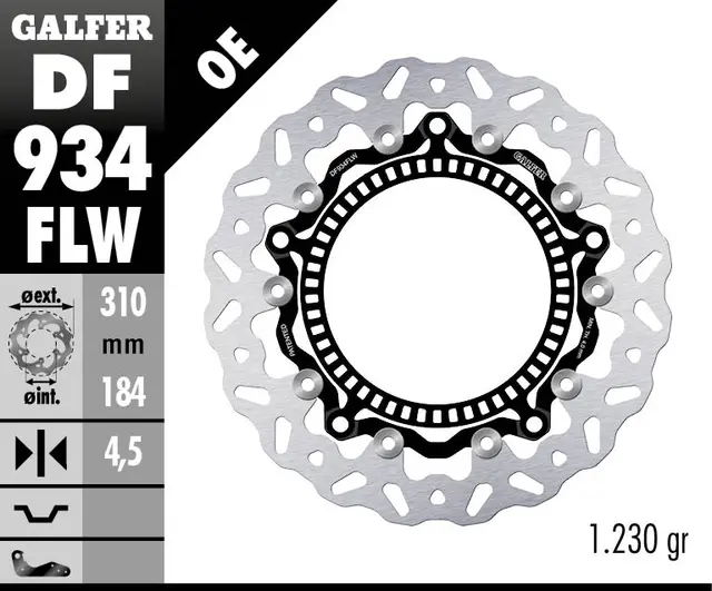Galfer Bremseskive W, Flytende Kompl. (C. Stål) 310X4.5mm 