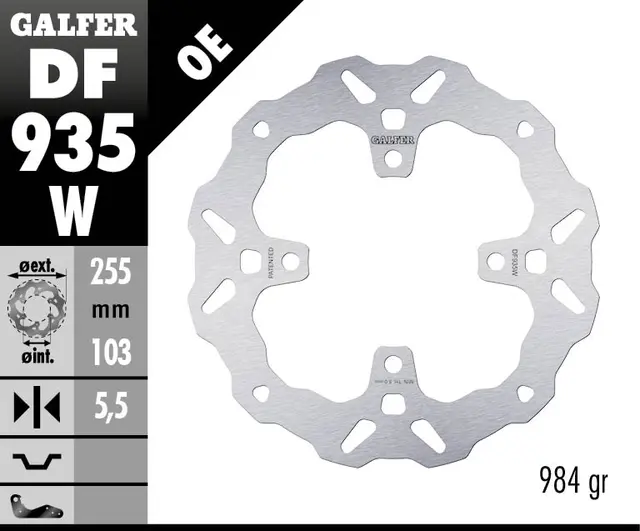 Galfer Bremseskive, W, Fast, 255x5,5mm 